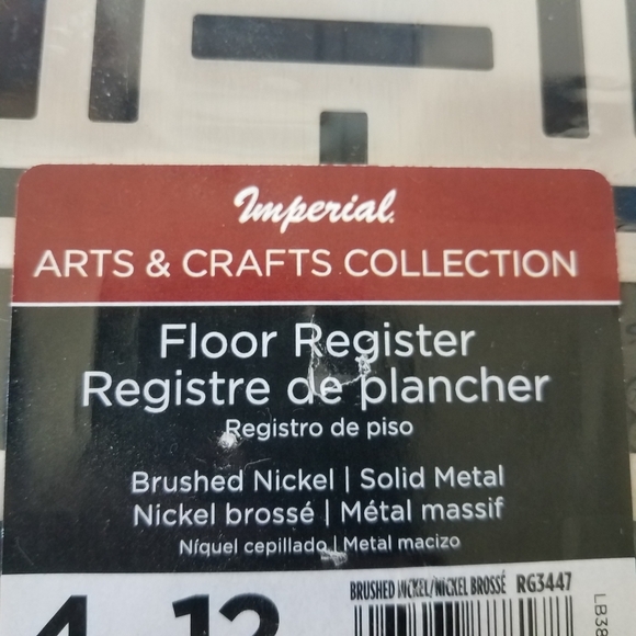 Imperial 4 x 12 Brushed Nickel Floor Register - Picture 2 of 10